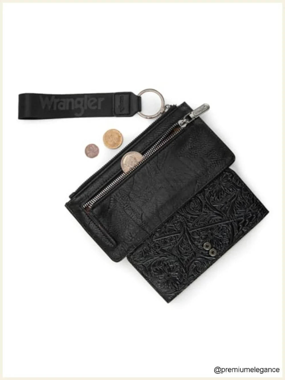 Western Wristlet Wallet with RFID Blocking, Faux Leather, 10 Card Slots